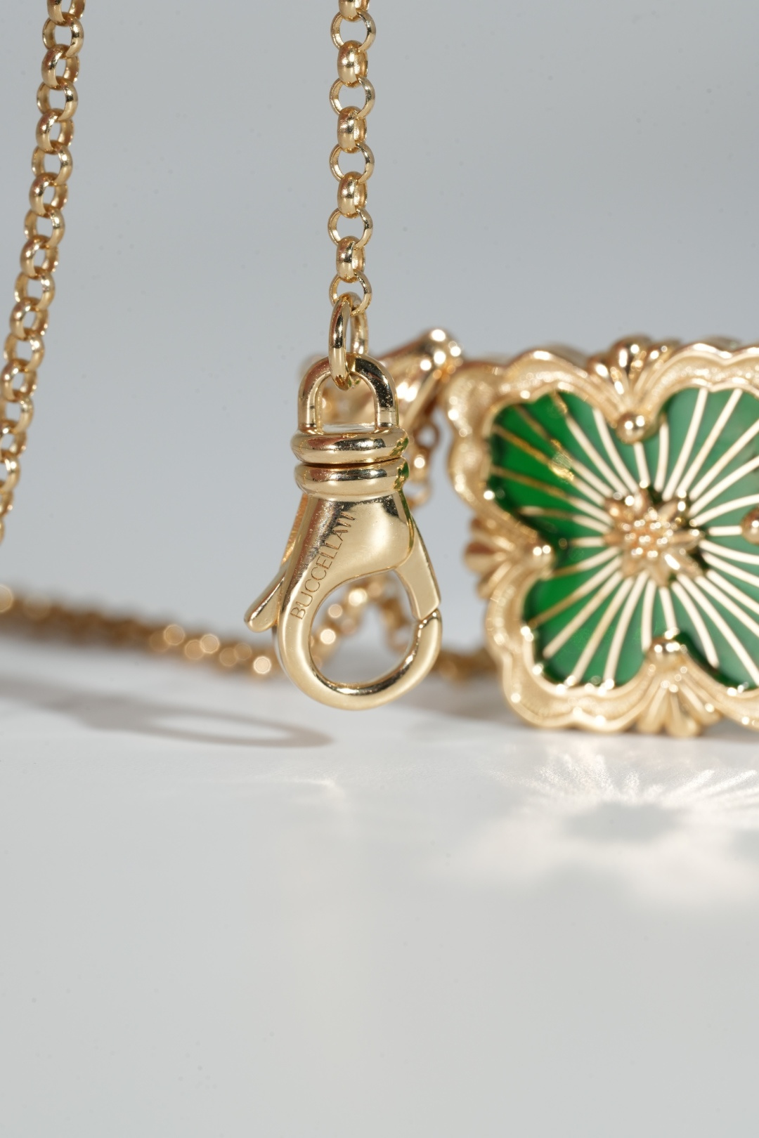 Buccellati Large Green Enamel Pendant Necklace