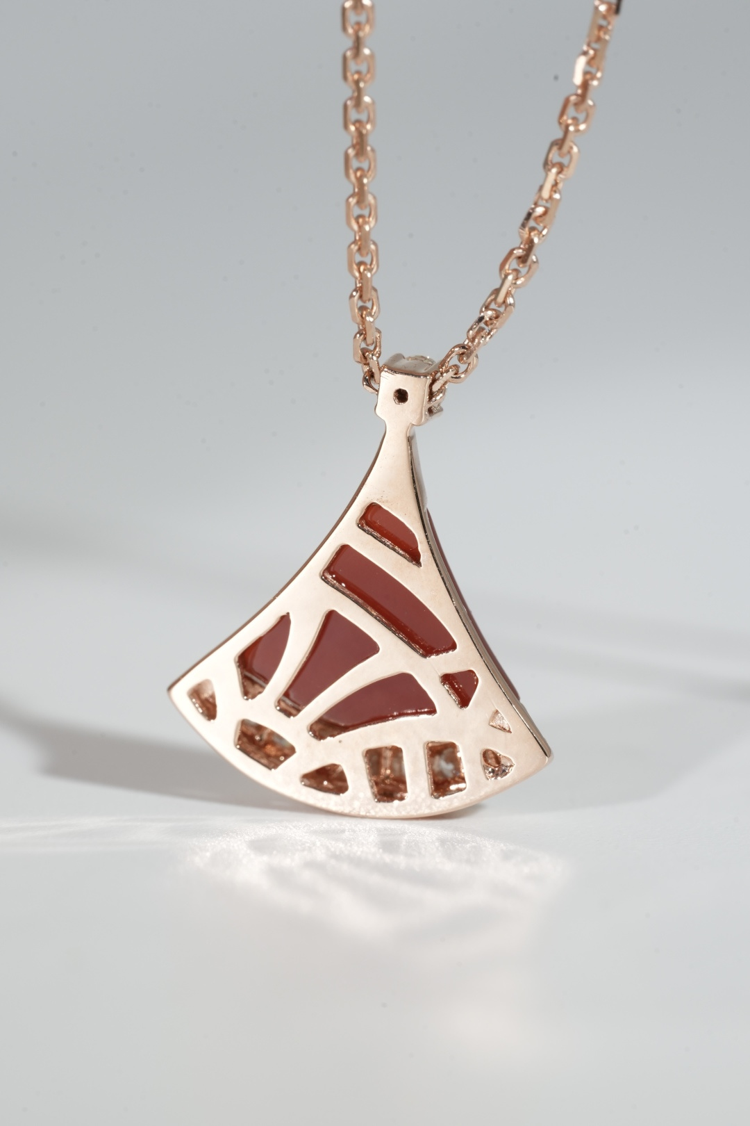 BVLGARI Black Onyx Fan Pendant Necklace with Diamond Edge