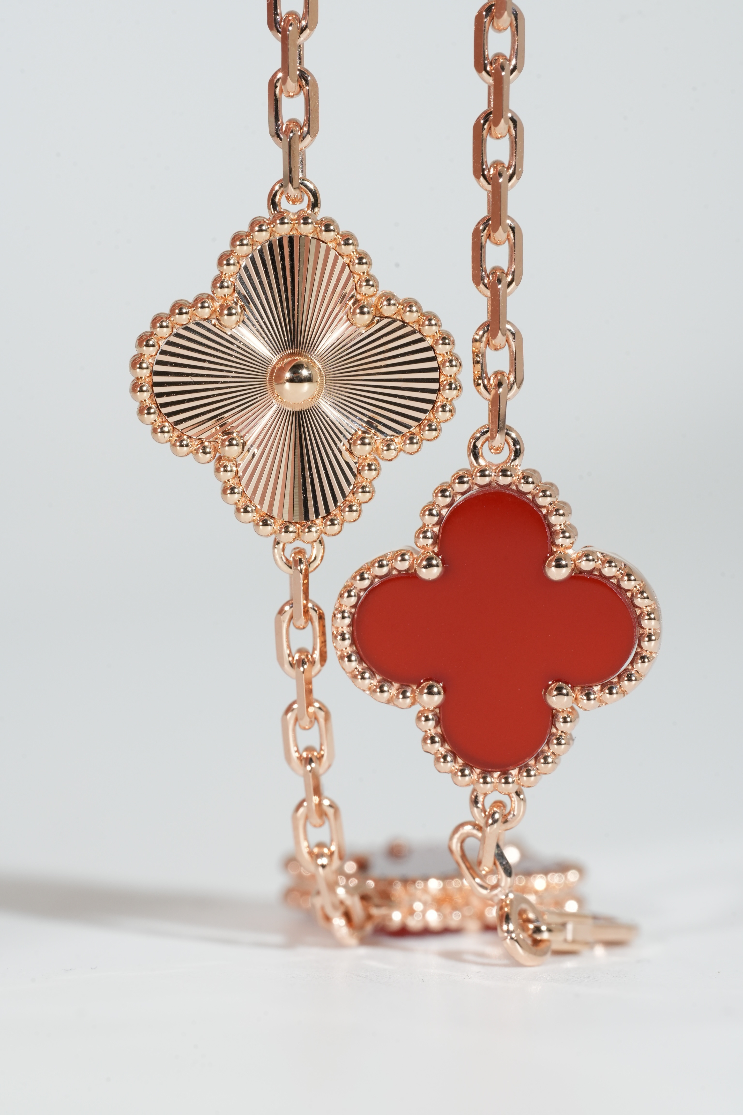 VCA Carnelian Guilloché Five-Motif Bracelet