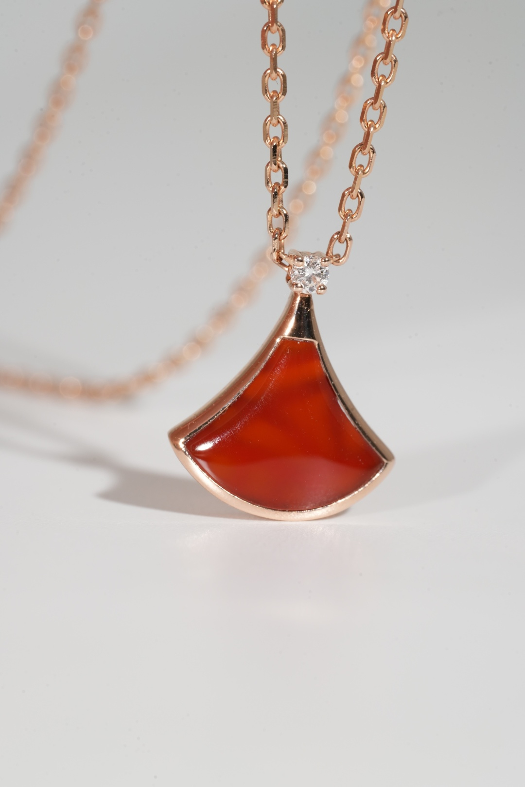 BVLGARI Carnelian Fan Pendant Necklace