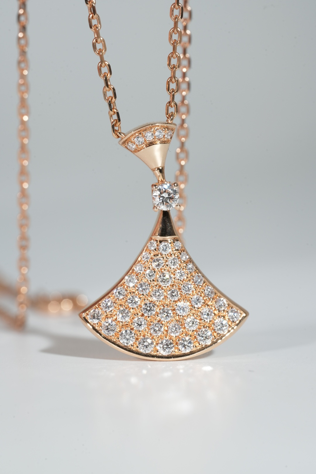 BVLGARI Large Full-Diamond Fan Pendant Necklace