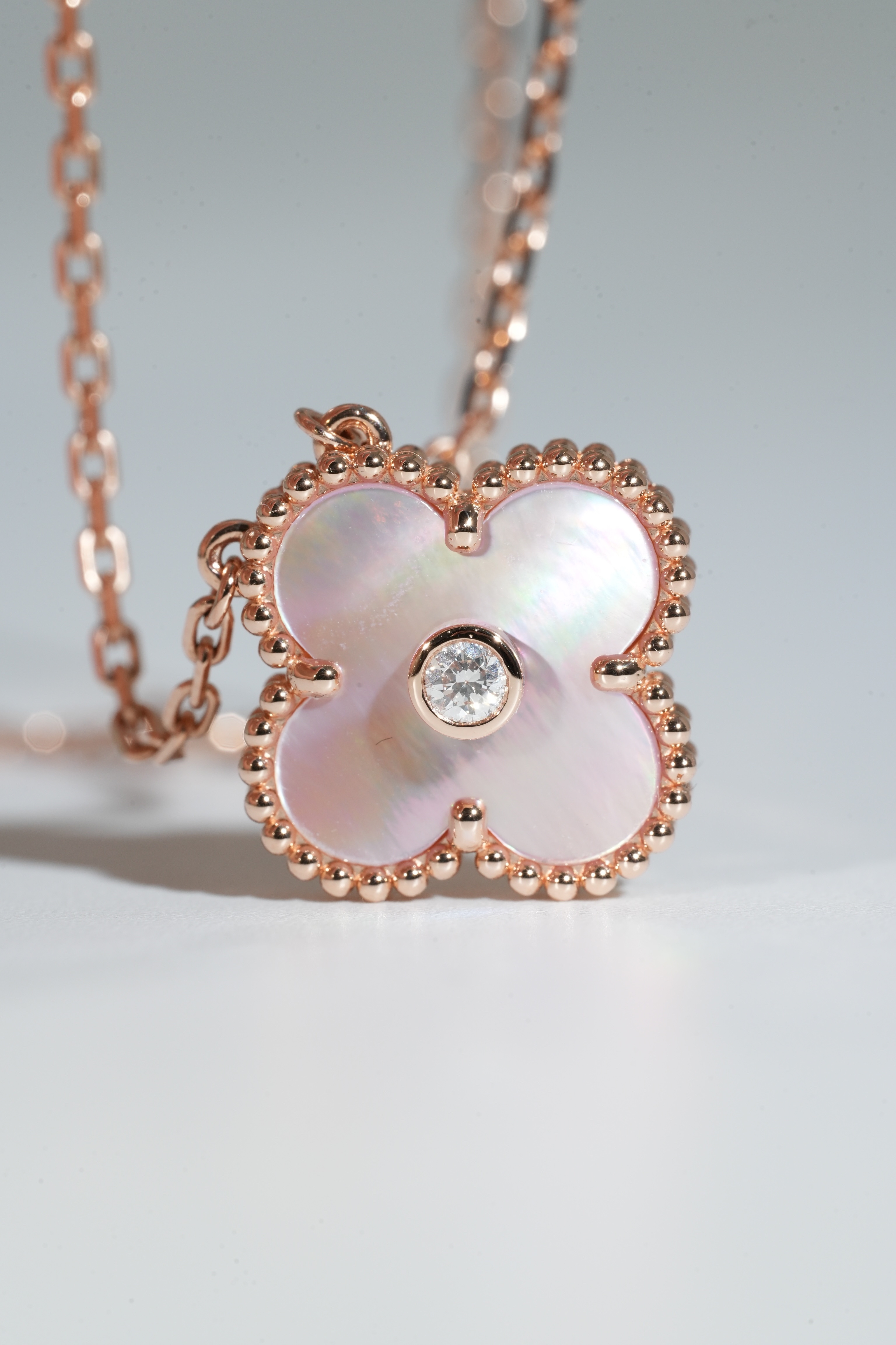 VCA Christmas Limited-Edition Pink Mother-of-Pearl Necklace