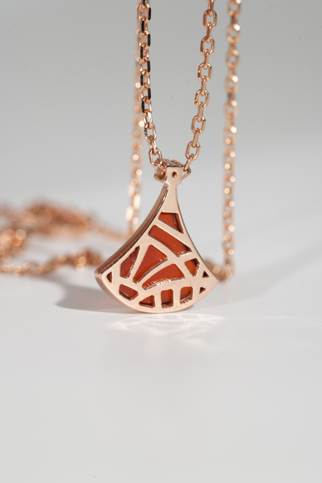 BVLGARI Carnelian Fan Pendant Necklace