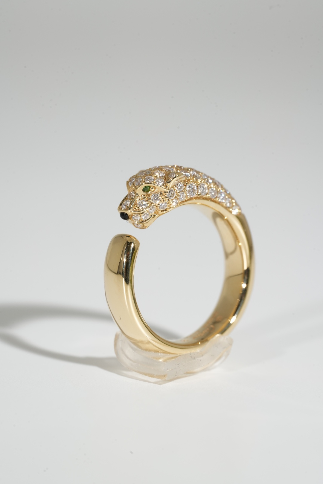 Cartier Panther Head Ring with Half-Stud Design