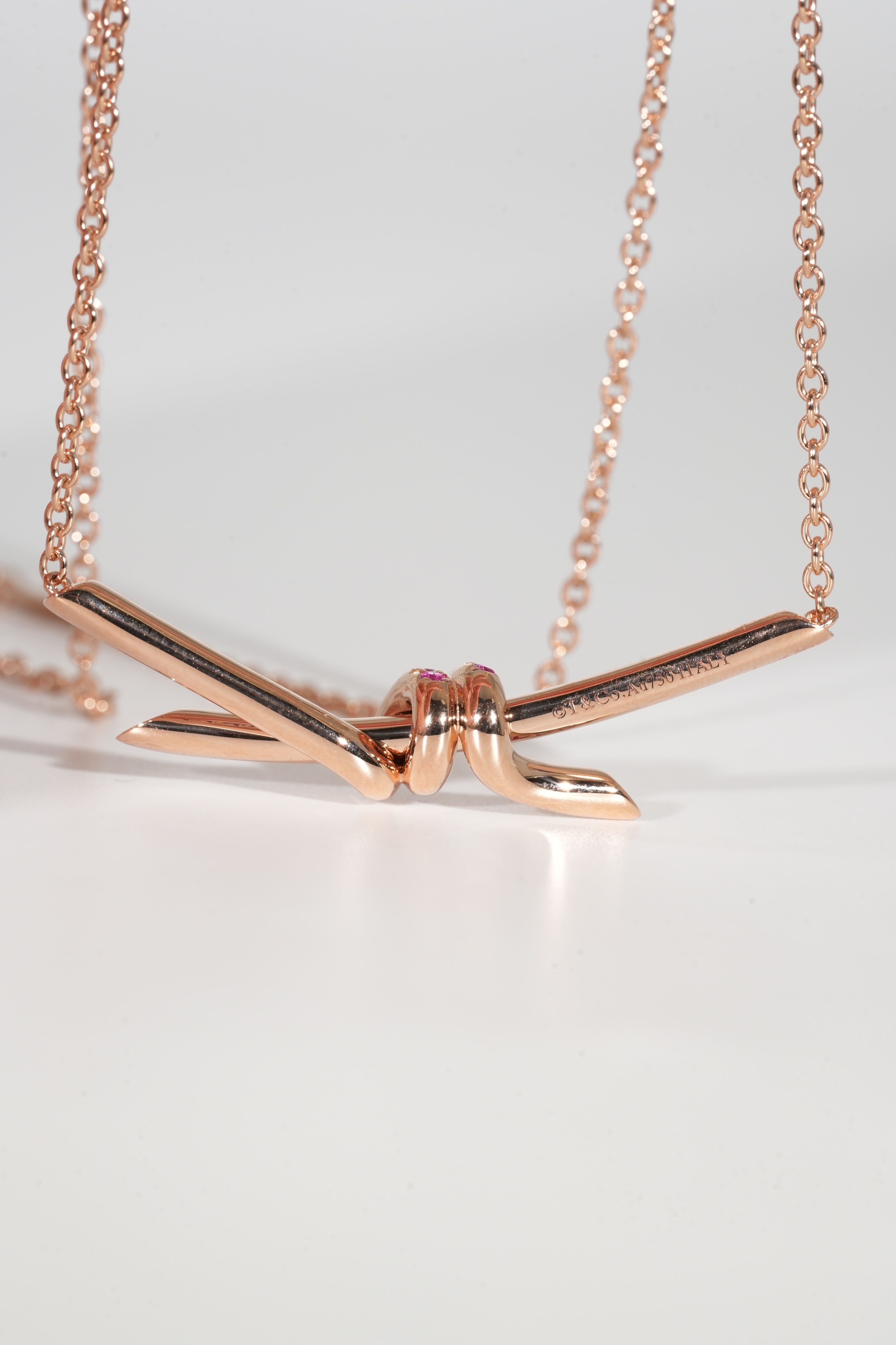 Tiffany Pink & Blue Sapphire Knot Necklace