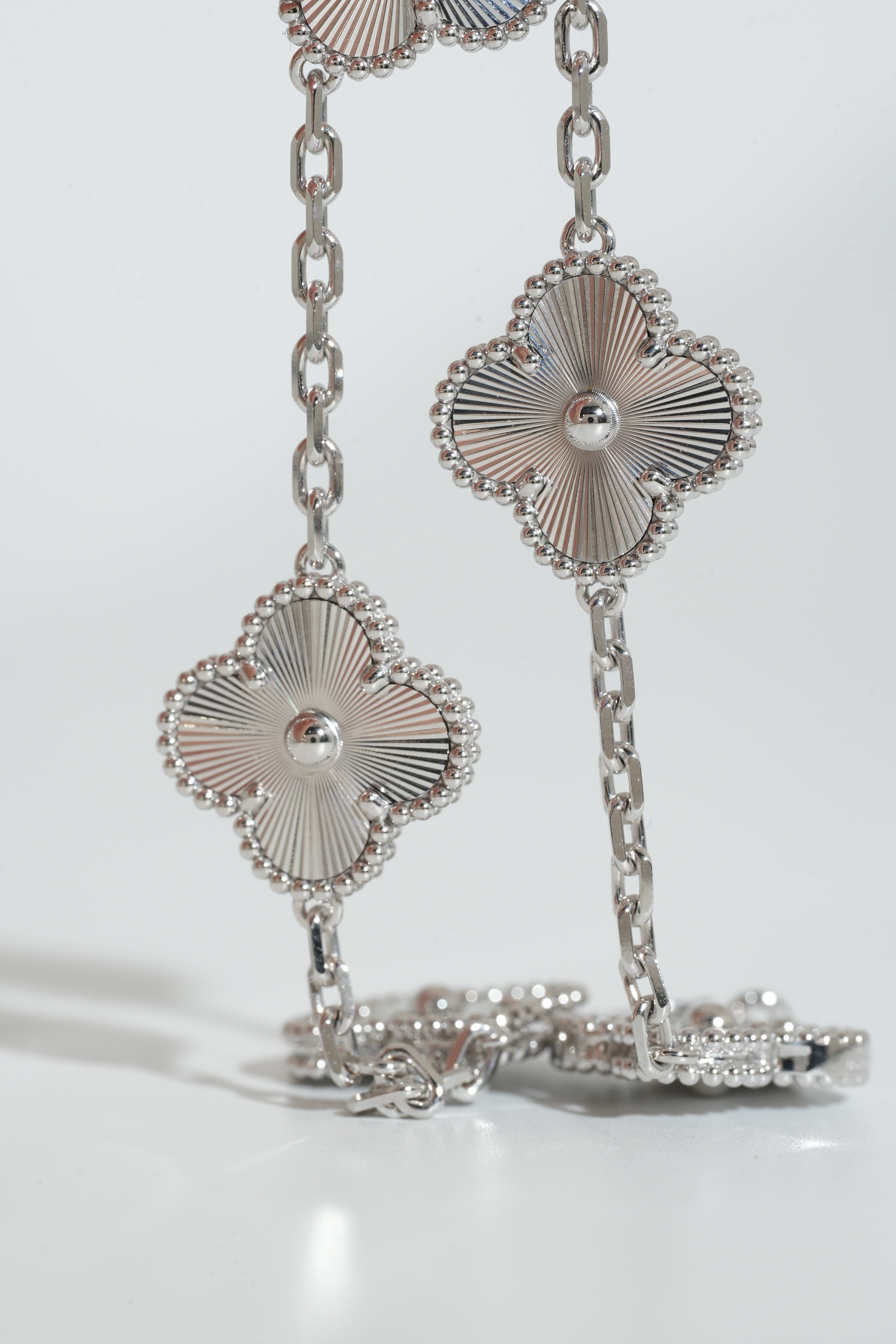 VCA Silver Guilloché Five-Motif Bracelet