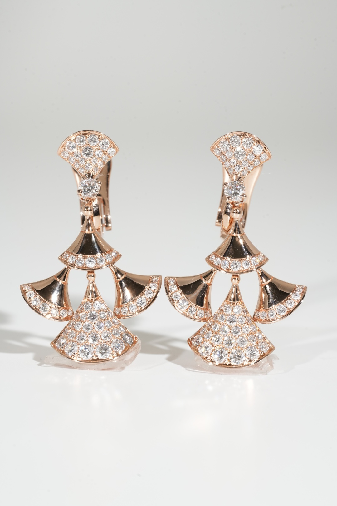 BVLGARI Five-Fan Half-Diamond Stud Earrings