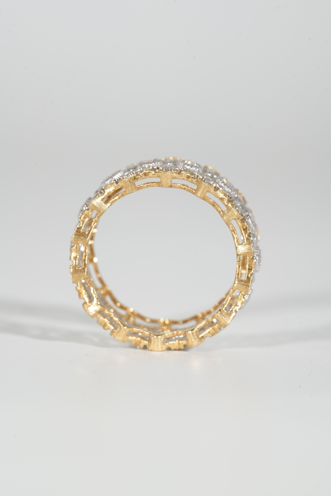 Buccellati Brushed Gold Diamond Band Ring