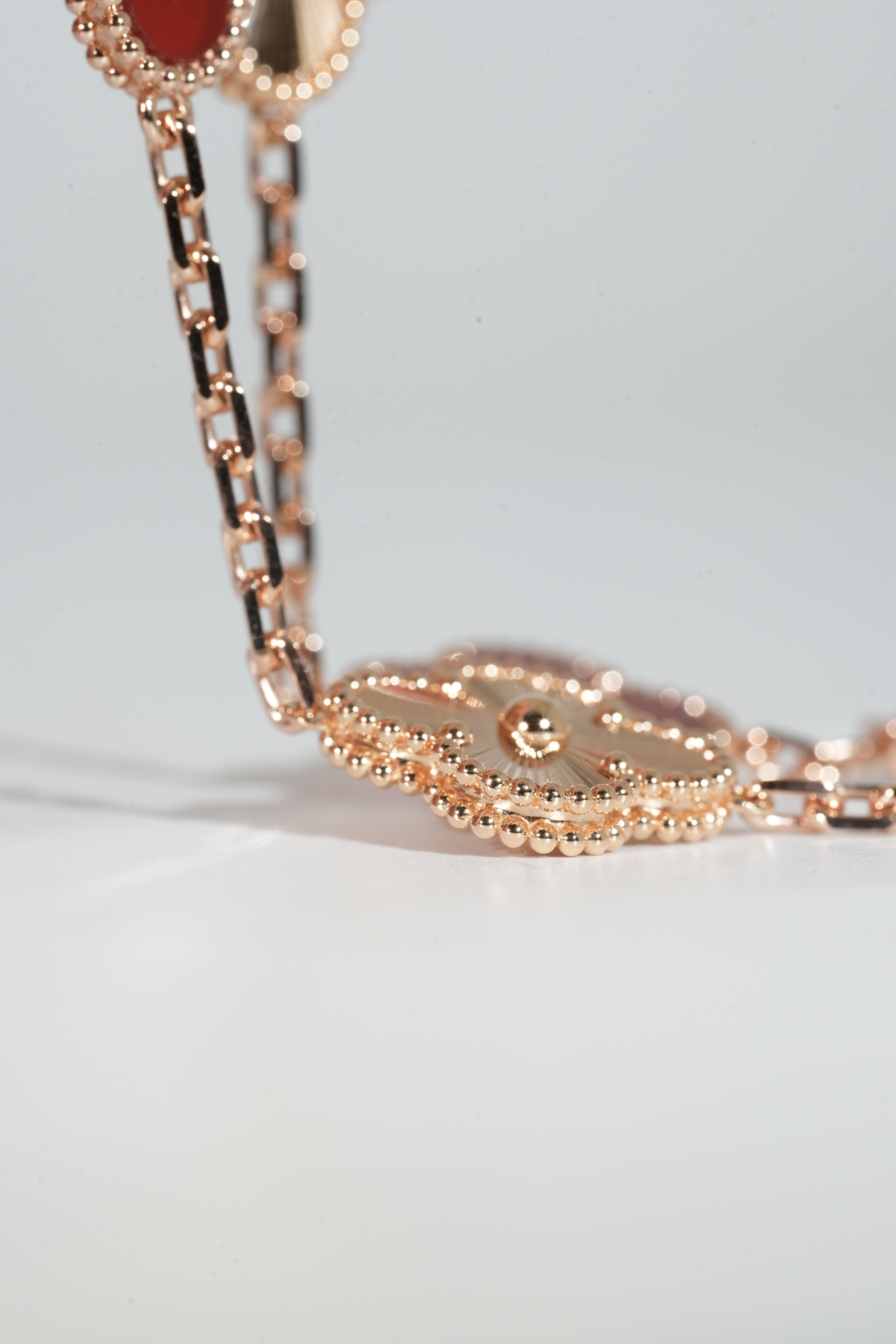 VCA Carnelian Guilloché Five-Motif Bracelet