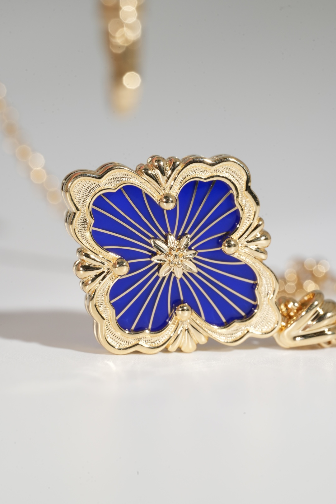 Buccellati Large Blue Enamel Diamond Pendant Necklace