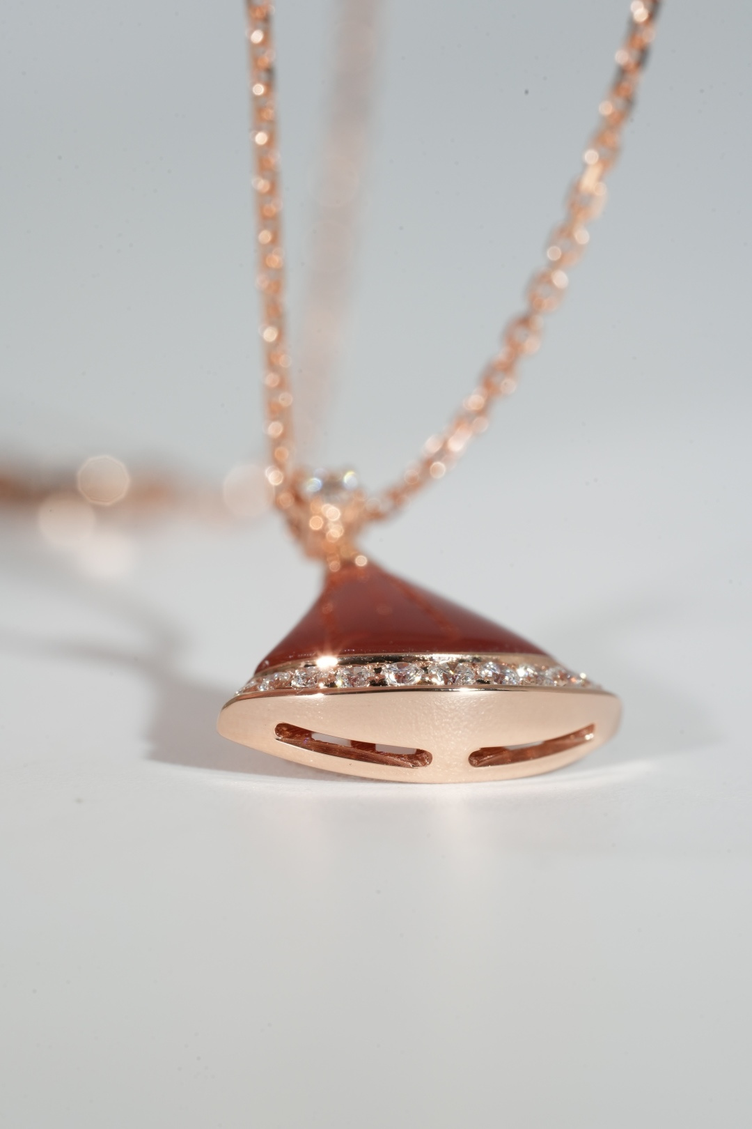 BVLGARI Black Onyx Fan Pendant Necklace with Diamond Edge