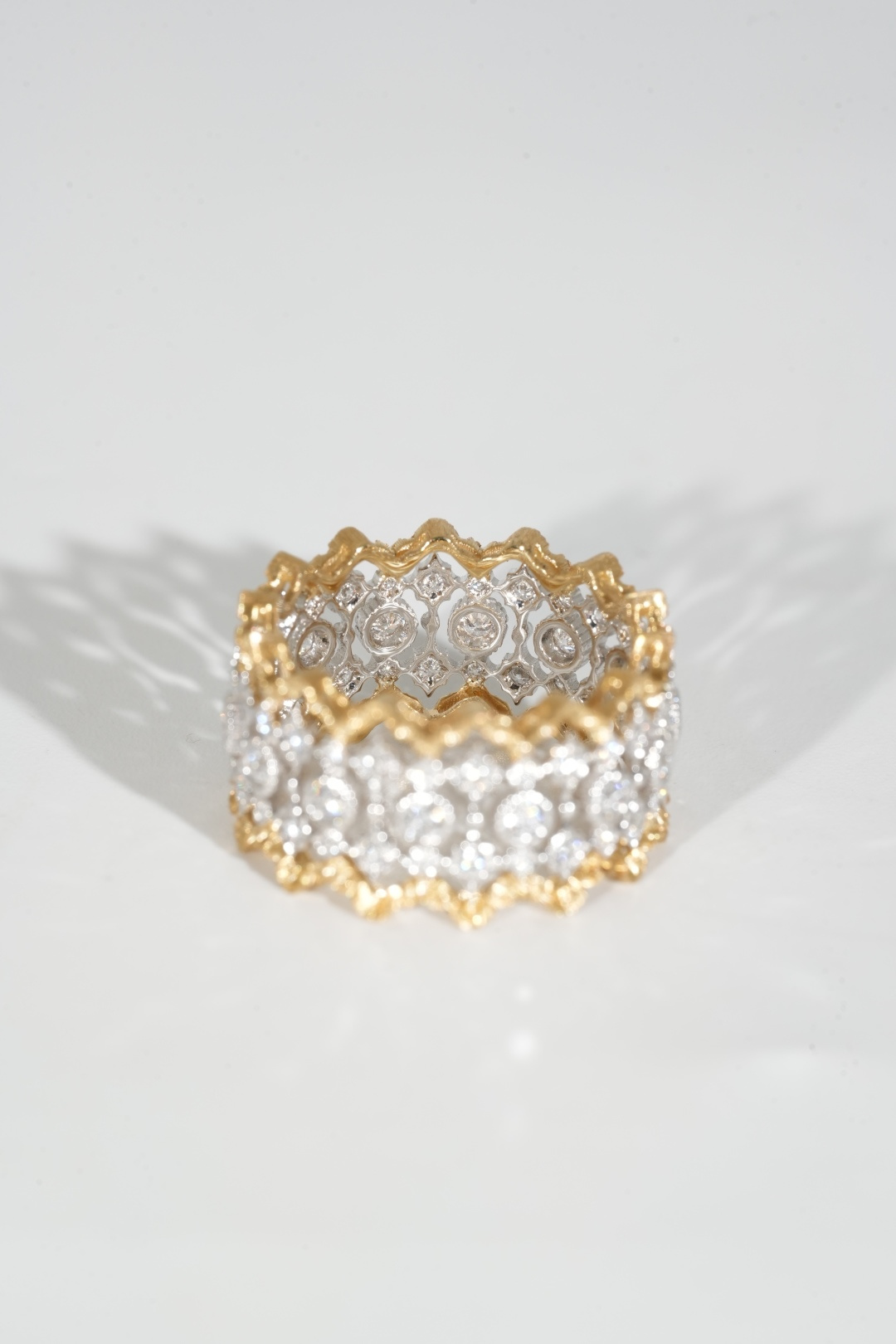 Buccellati Brushed Gold Diamond Band Ring