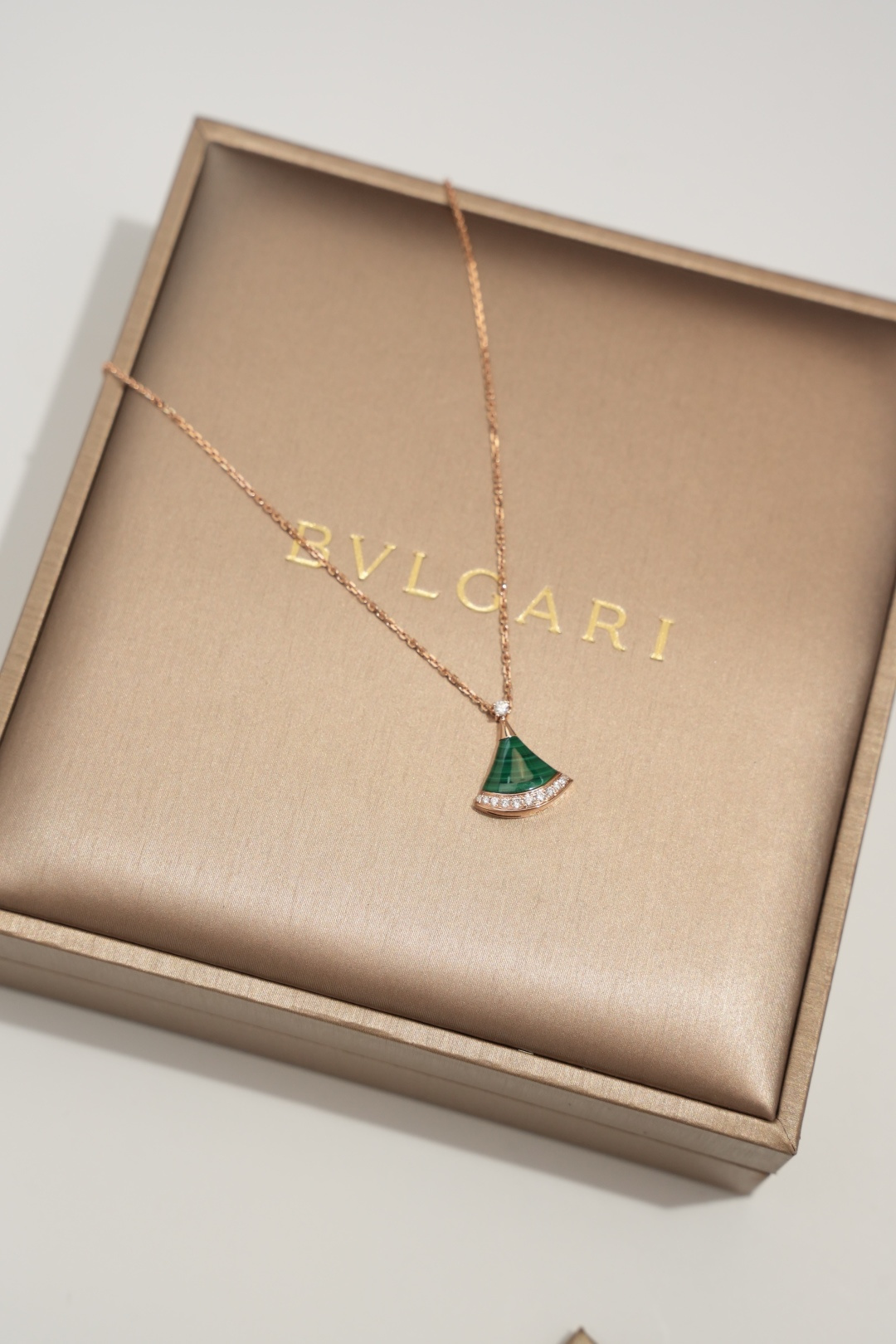 BVLGARI Malachite & Diamond Fan Necklace