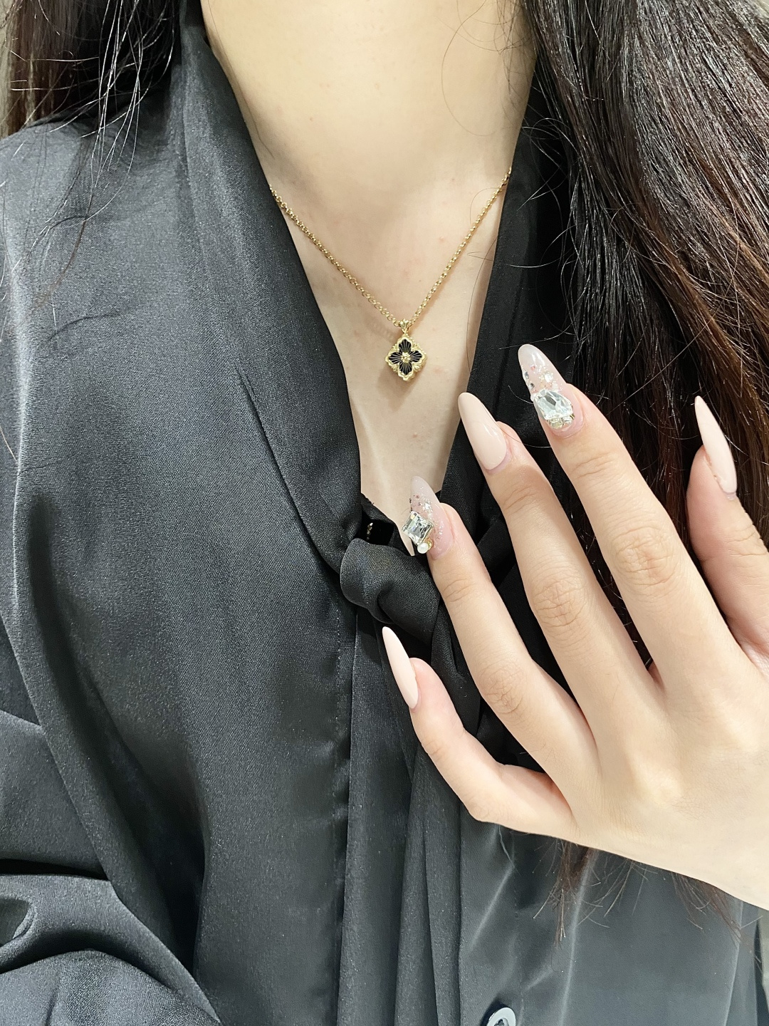 Boucheron Blue Enamel Single Flower Necklace