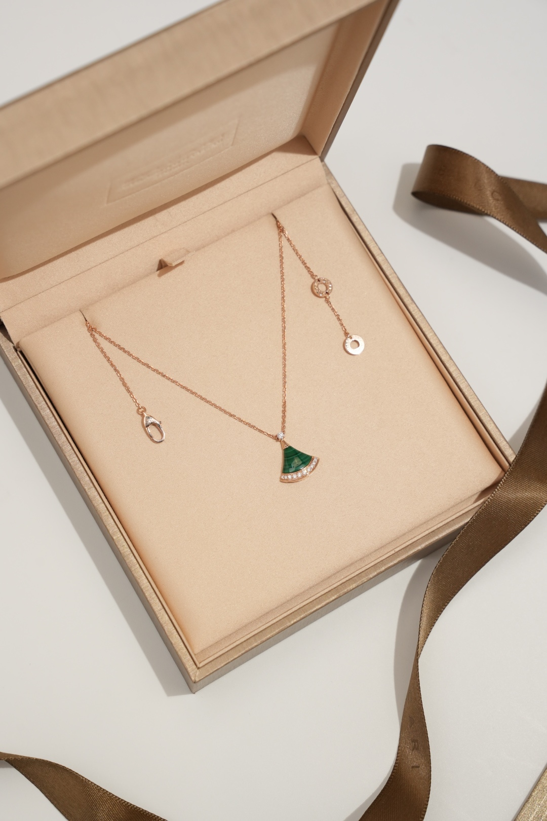 BVLGARI Malachite & Diamond Fan Necklace