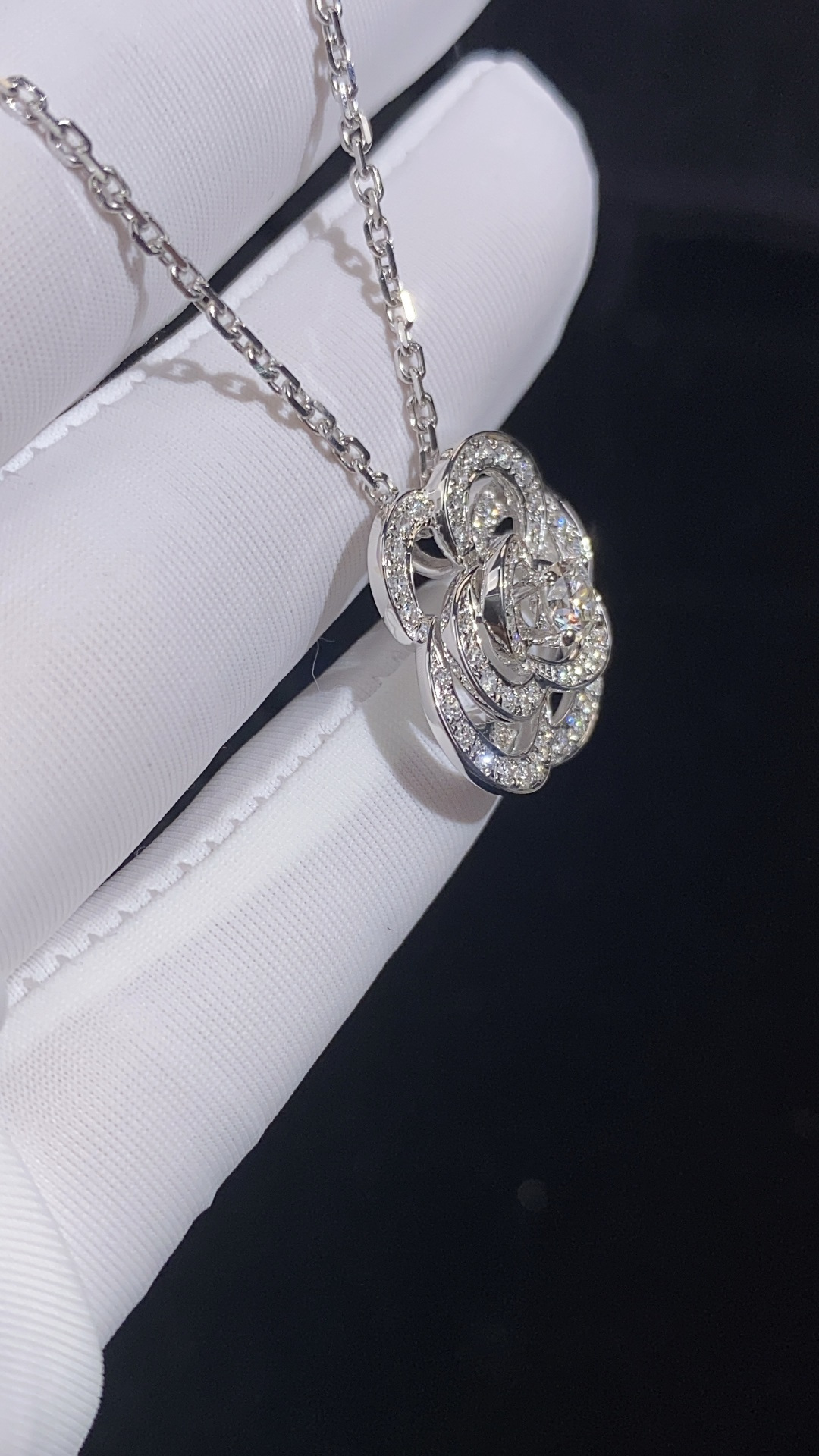 Chanel Full-diamond Camellia Necklace