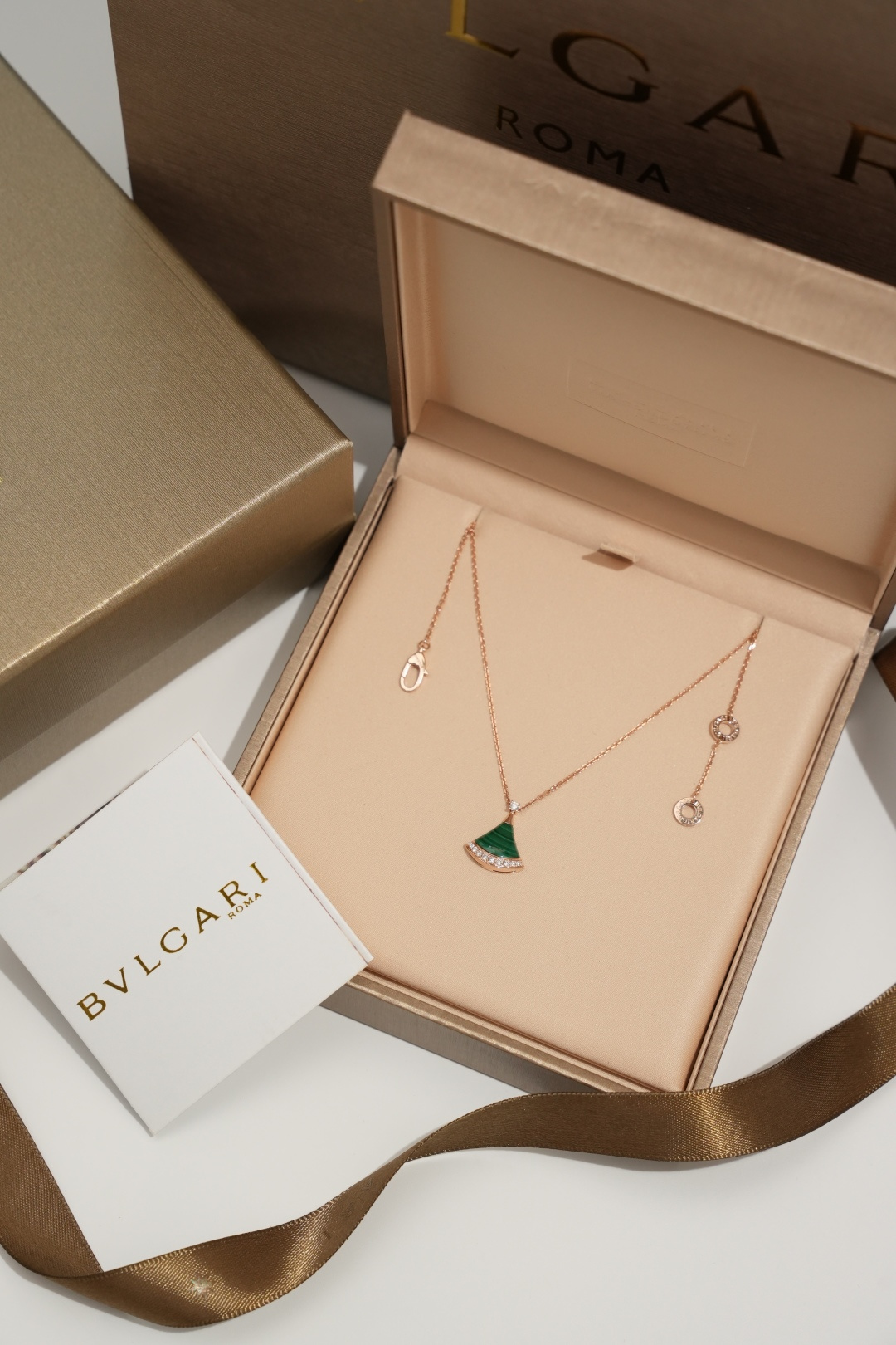 BVLGARI Malachite & Diamond Fan Necklace