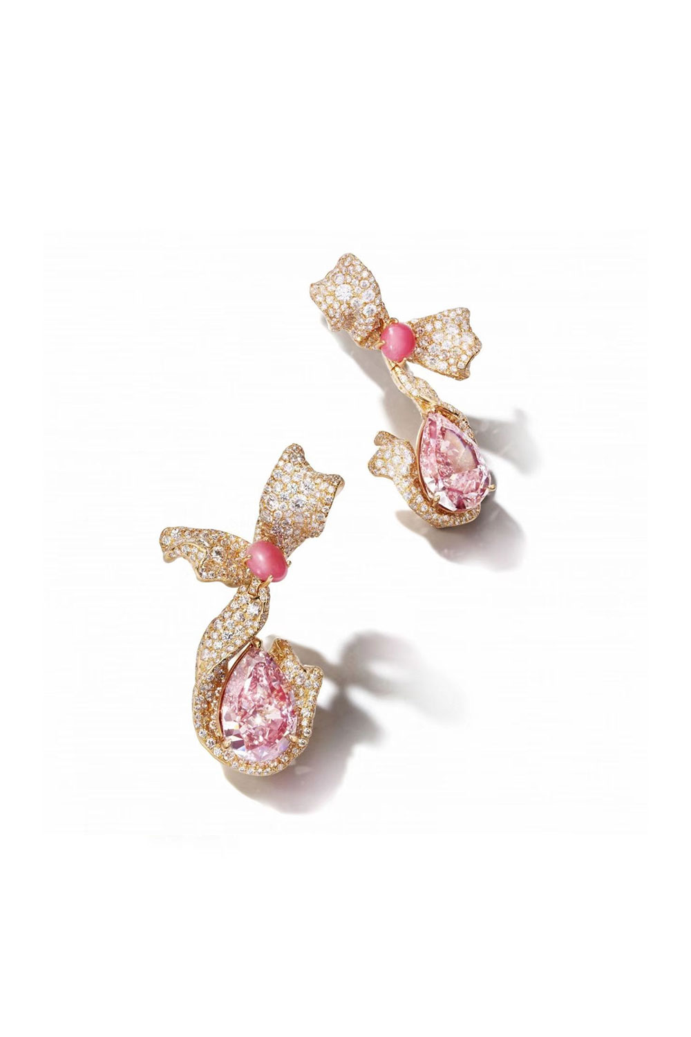 Fancy Vivid Pink Diamond Ribbon Earrings