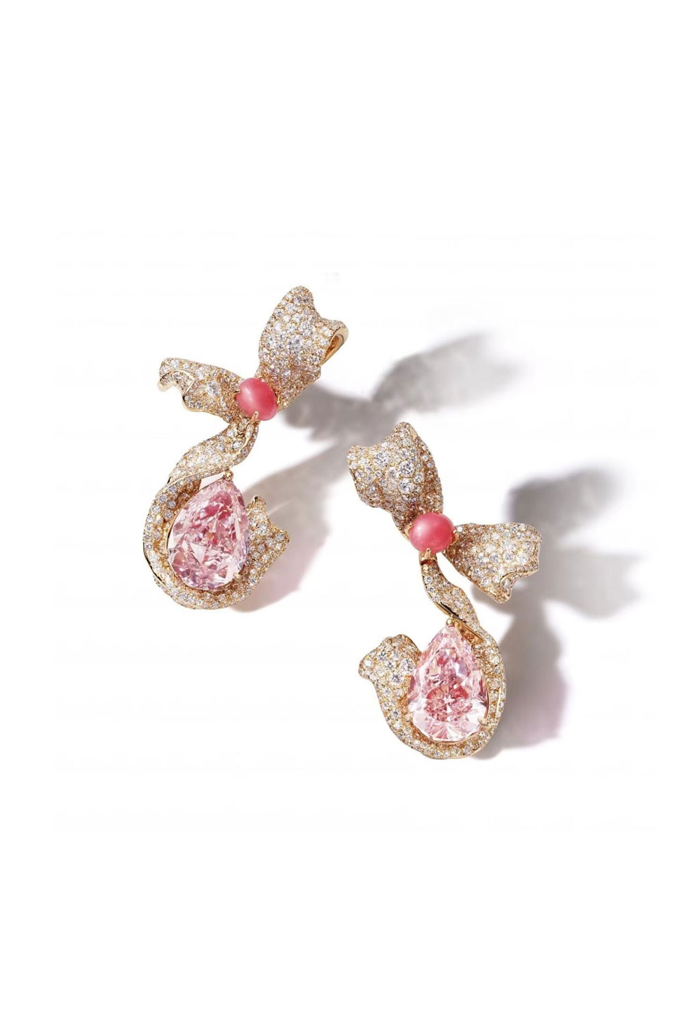 Fancy Vivid Pink Diamond Ribbon Earrings