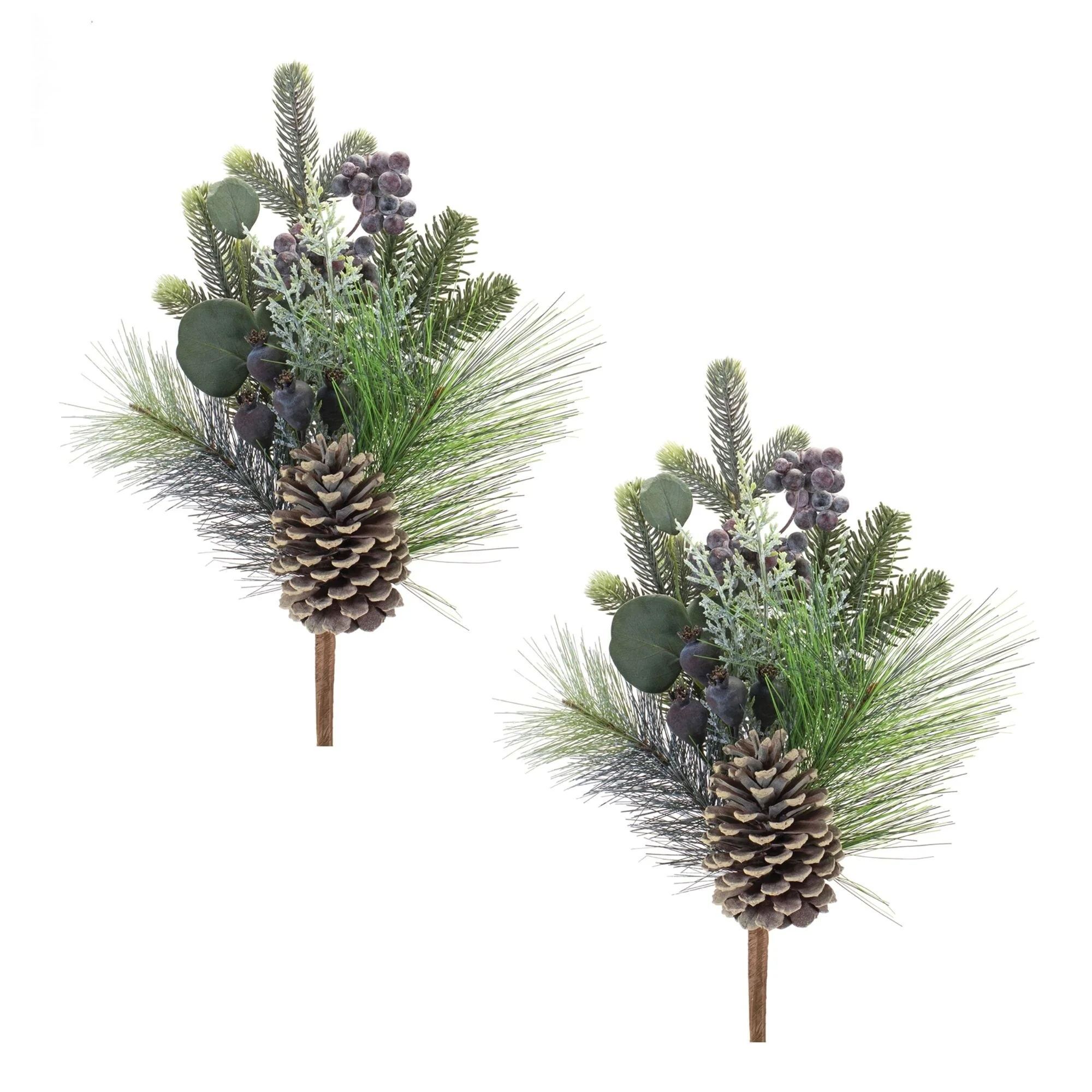 2 Piece Set Pine with Eucalyptus Artificial Christmas Sprays 18