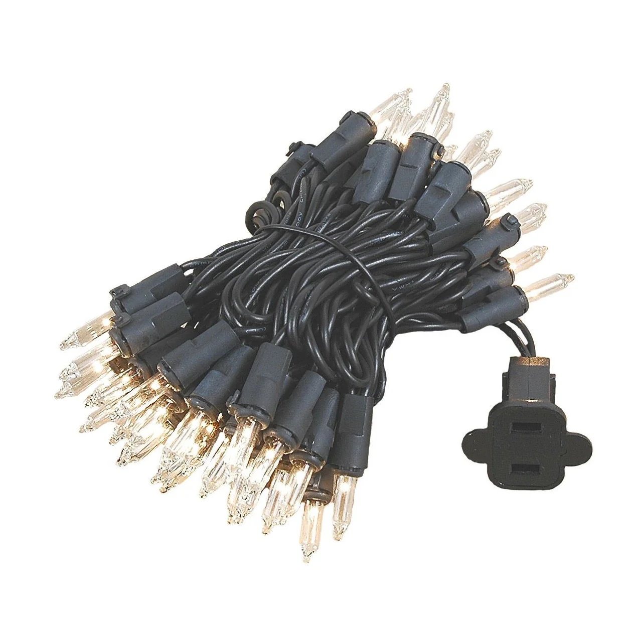 50 Light Christmas Mini Light Set, Black Wire, 11' Long