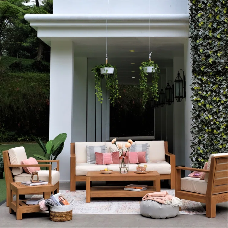 Bogota 5 - Person Teak Seating Group with Sunbrella Cushions