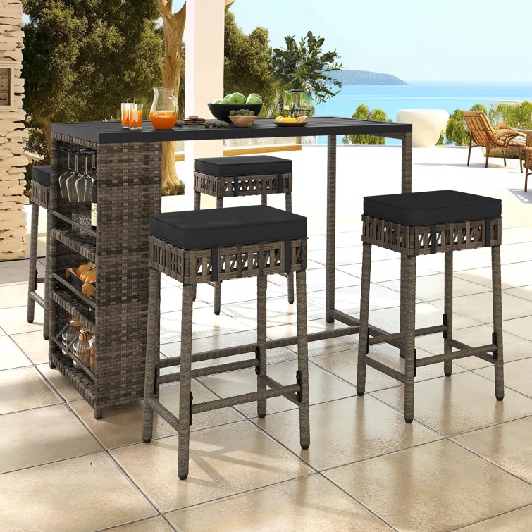 Bragdon 4 - Person Rectangular Outdoor Dining Set with Cushions
