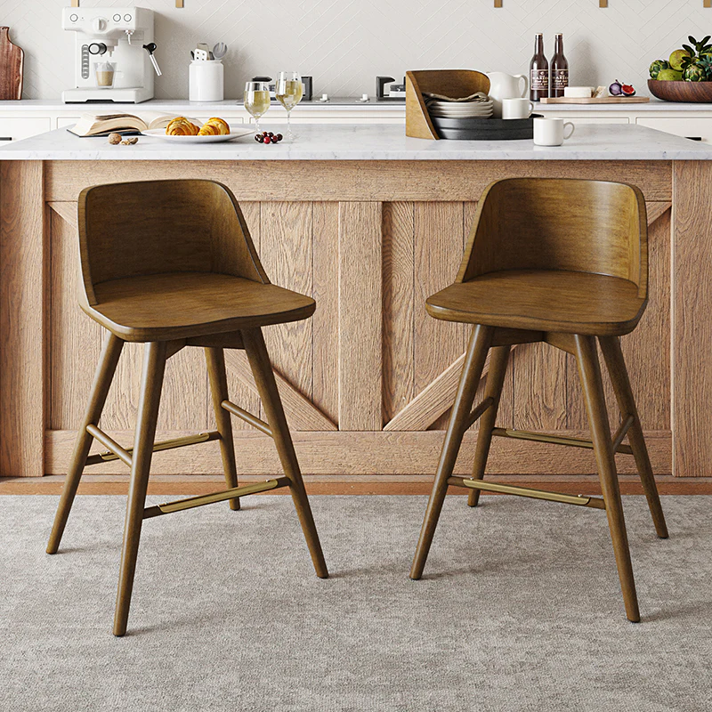 Peter Solid Wood Swivel Stool (Set of 2)
