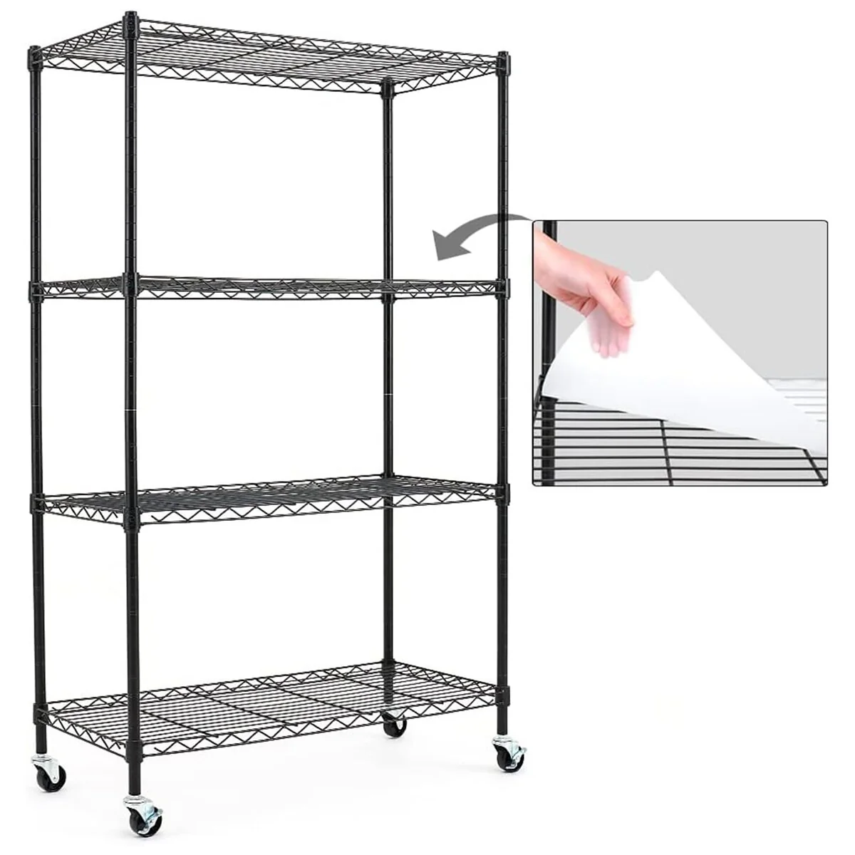 4/5-Tier Steel Shelving on Wheels with Shelf Liners Versatile Rack