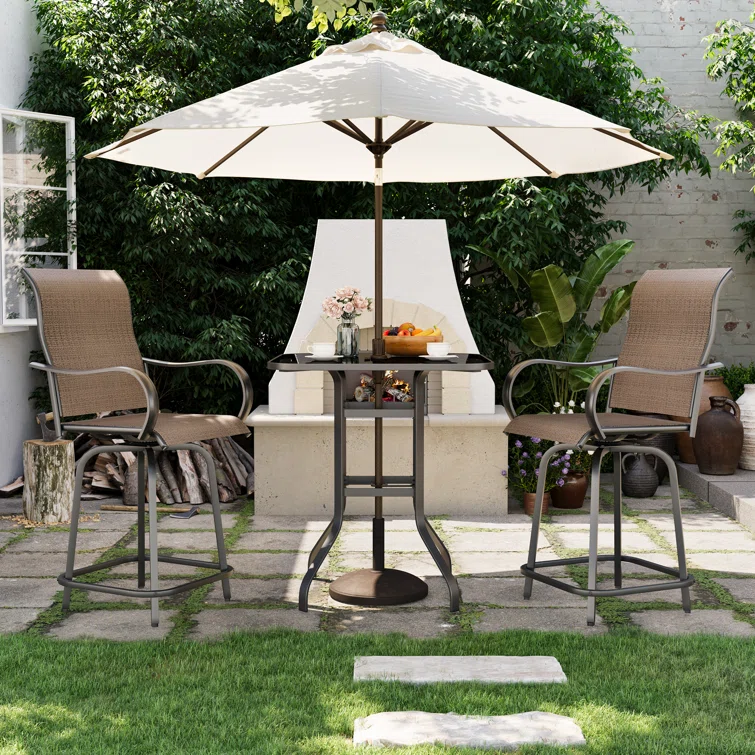 Bhairavi Square 2 - Person Patio Long Bar Height Dining Set