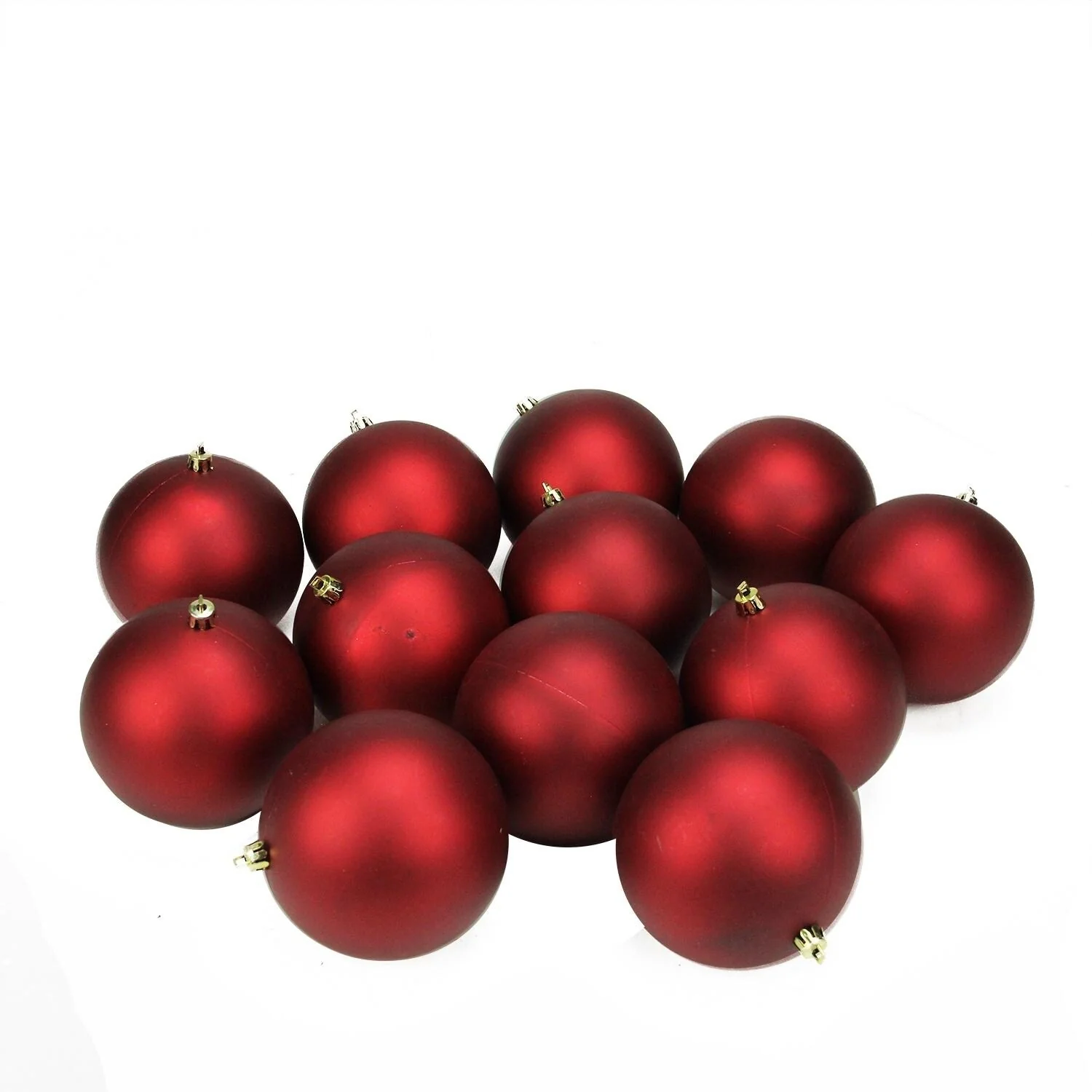 12ct Matte Red Hot Shatterproof Christmas Ball Ornaments 4