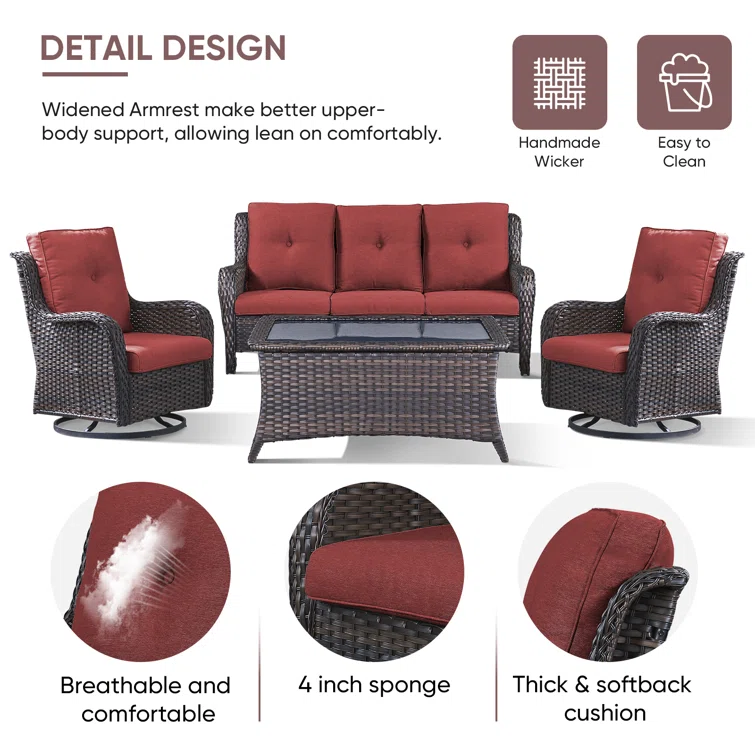 Avimael 5 - Person Outdoor Seating Group with Cushions