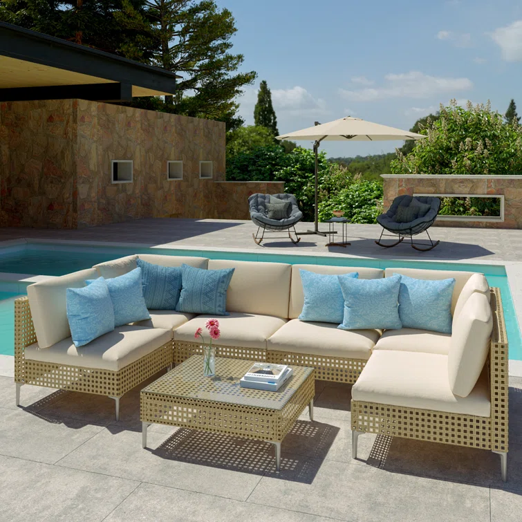 Frans 7 Piece Sectional Seating Group With Cushions