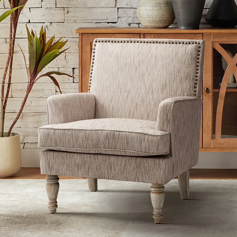 Augustus Upholstered Armchair with Nail-Head Trim
