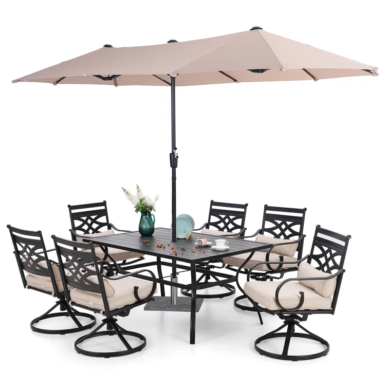 Alyah 6 - Person Rectangular Outdoor Dining Set with Cushions