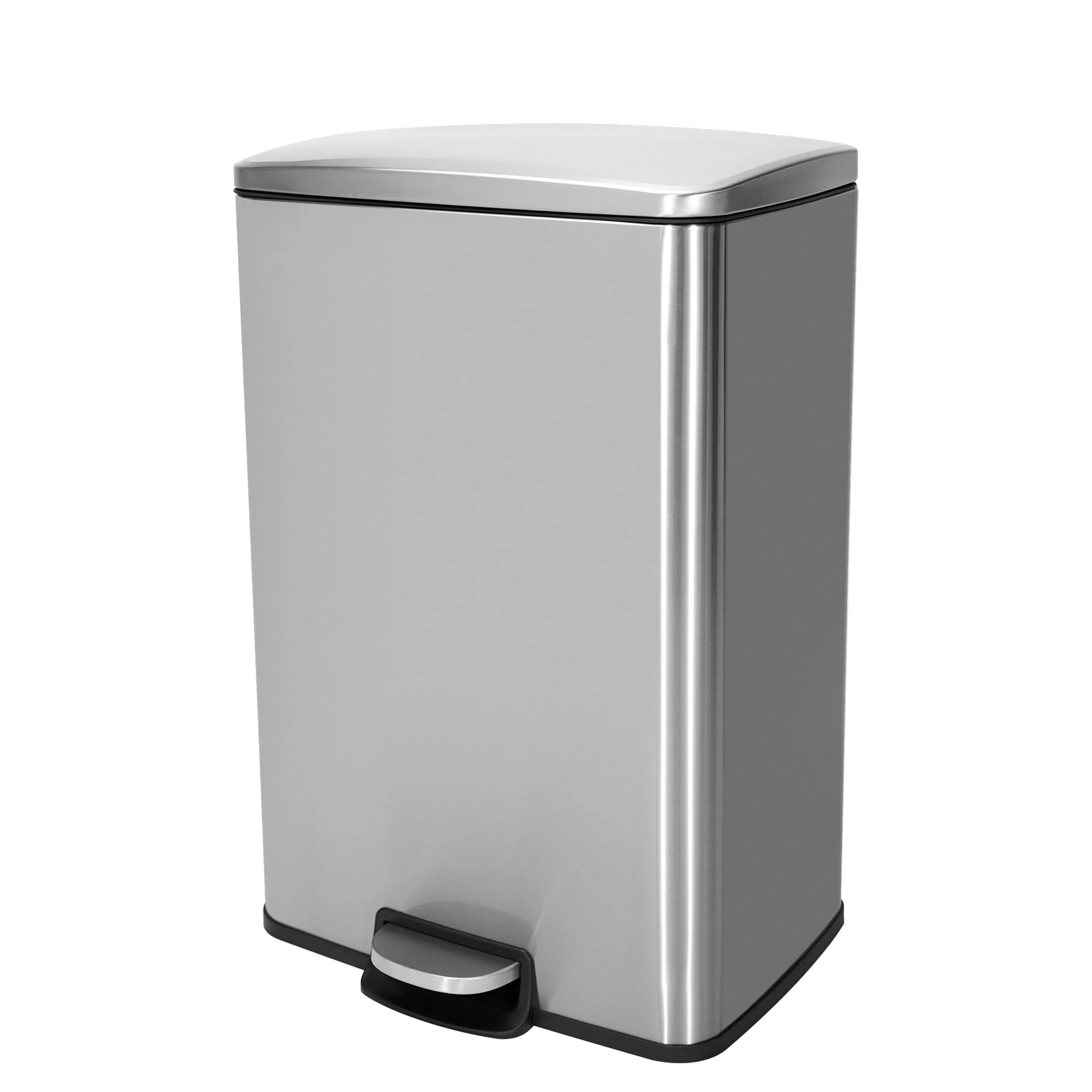 Innovaze 13 Gal./50 Liter Rectangular Stainless Steel Step-on Trash Can for Kitchen