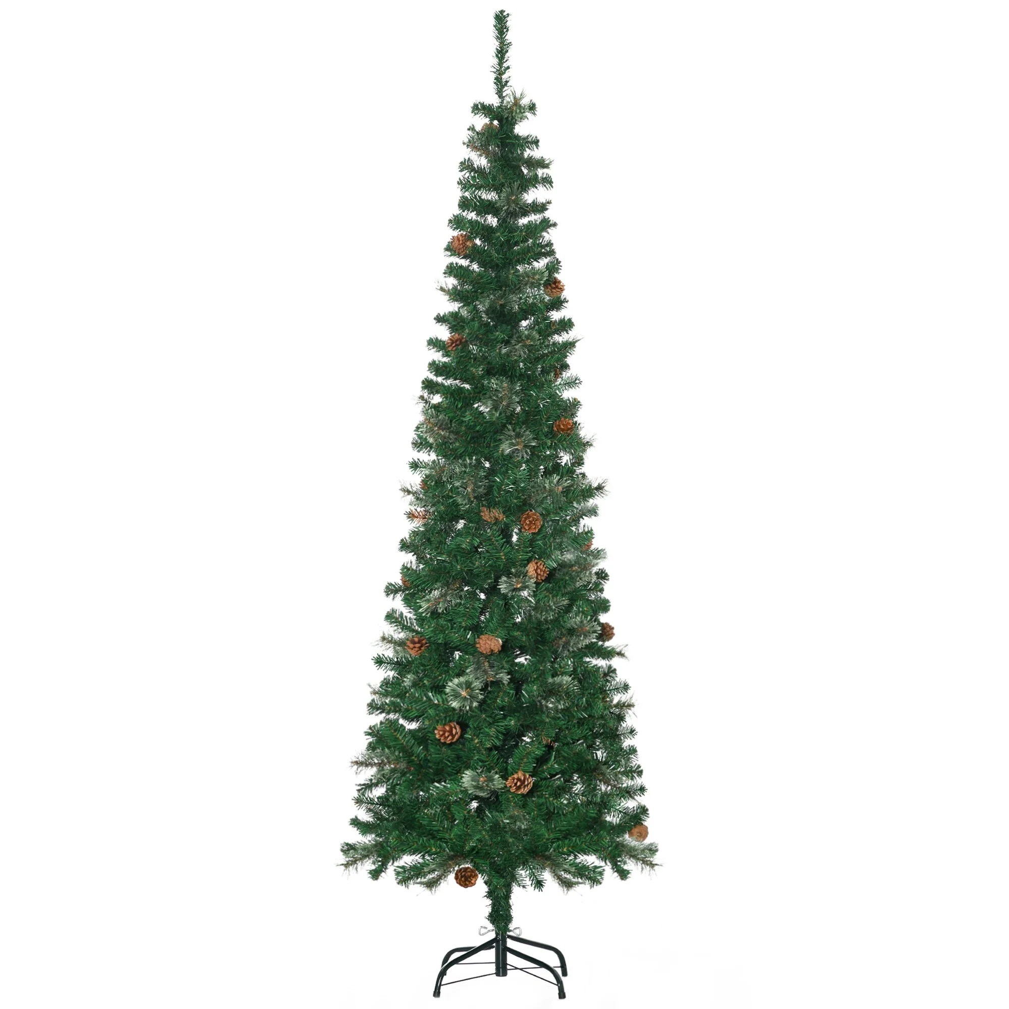 Unlit 6.5ft Pencil Christmas Tree Slim with Realistic Pine Needles for Small Spaces