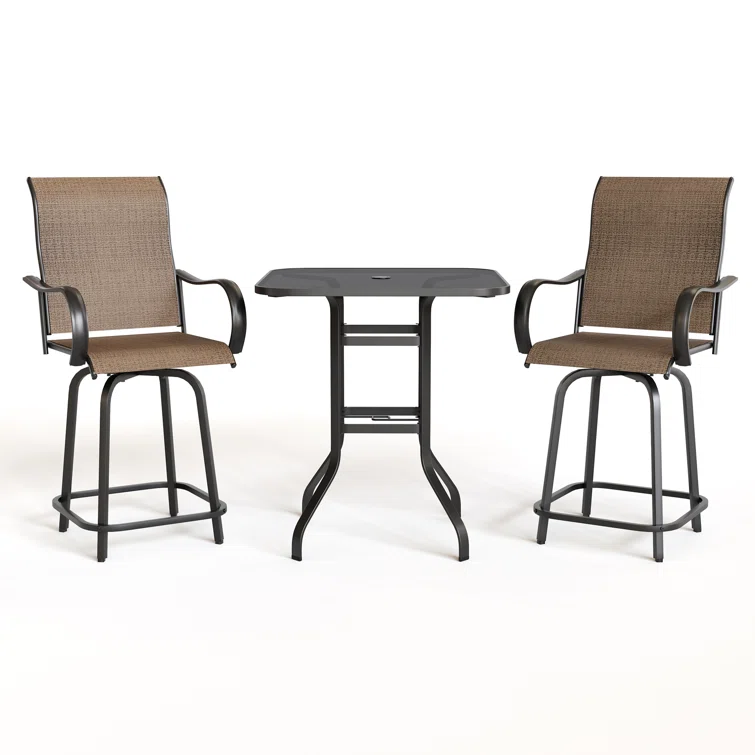 Bhairavi Square 2 - Person Patio Long Bar Height Dining Set