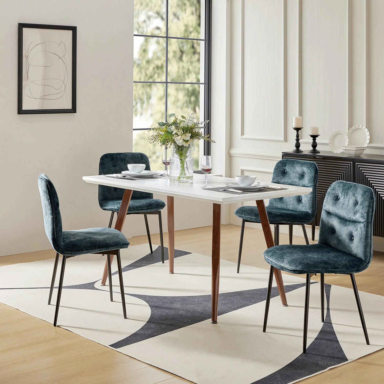 Annie Velvet Solid Back Dining Chair (Set of 4)