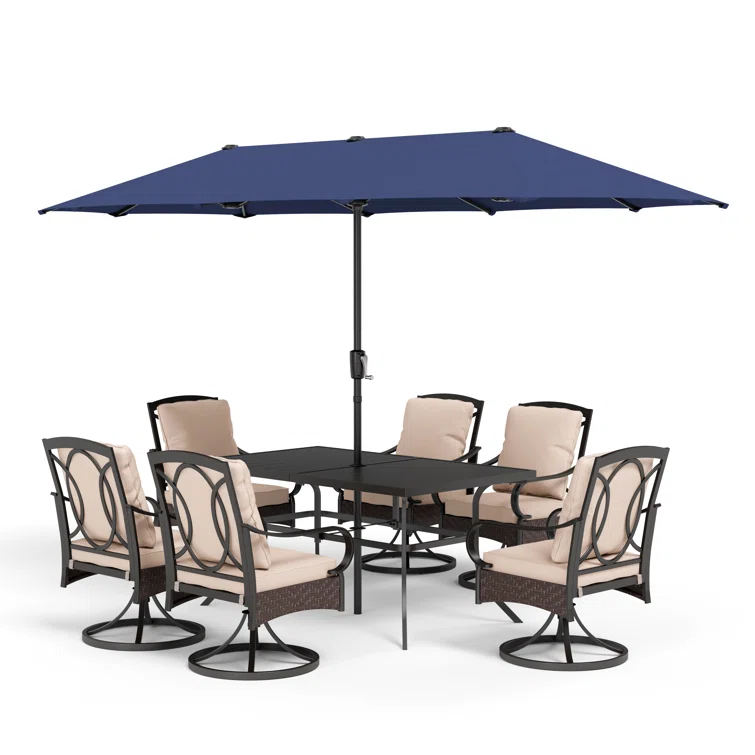 Alyah 6 - Person Rectangular Outdoor Dining Set with Cushions