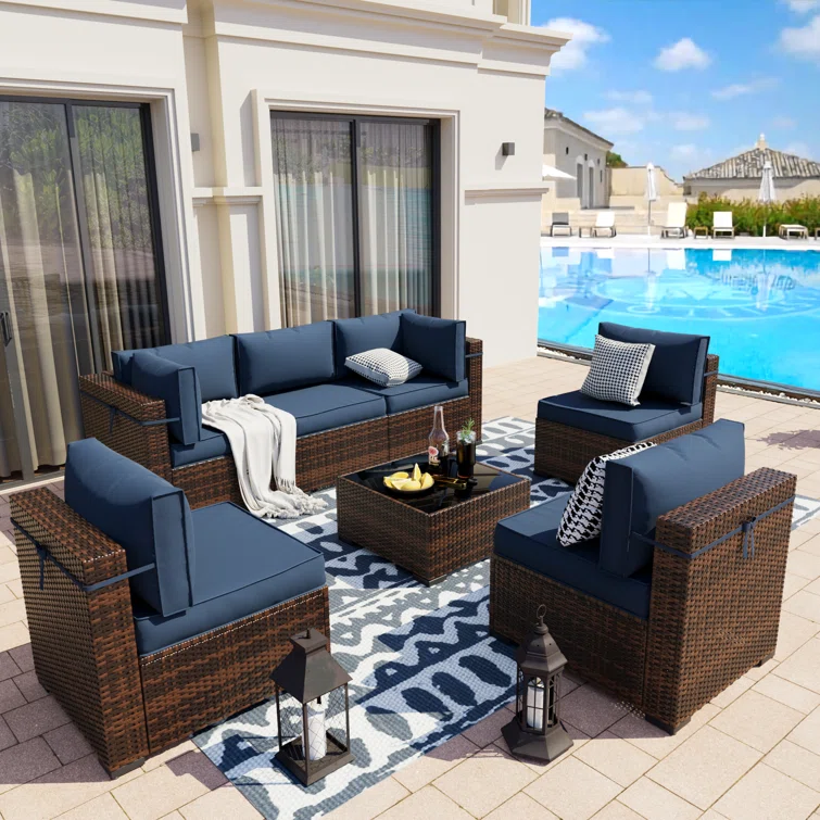 Bhairavi 6 - Person Outdoor Seating Group with Cushions