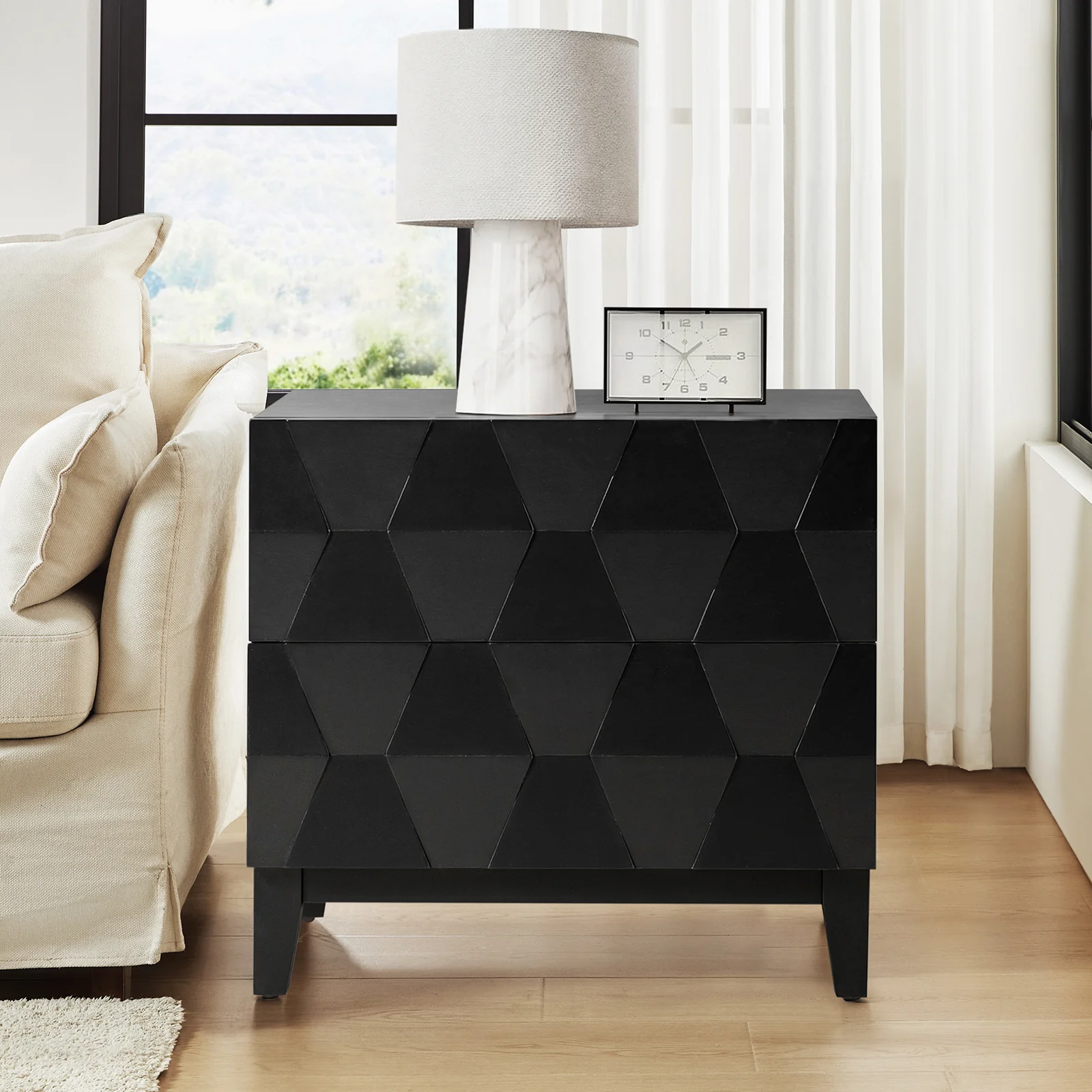 Kamu 2 - Drawer Nightstand Chest with Built-in Outlets
