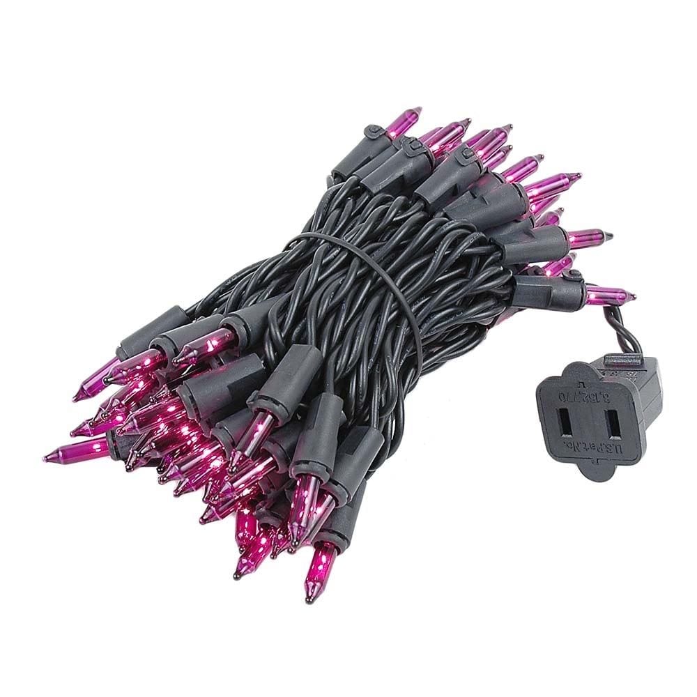 50 Light Christmas Mini Light Set, Black Wire, 11' Long