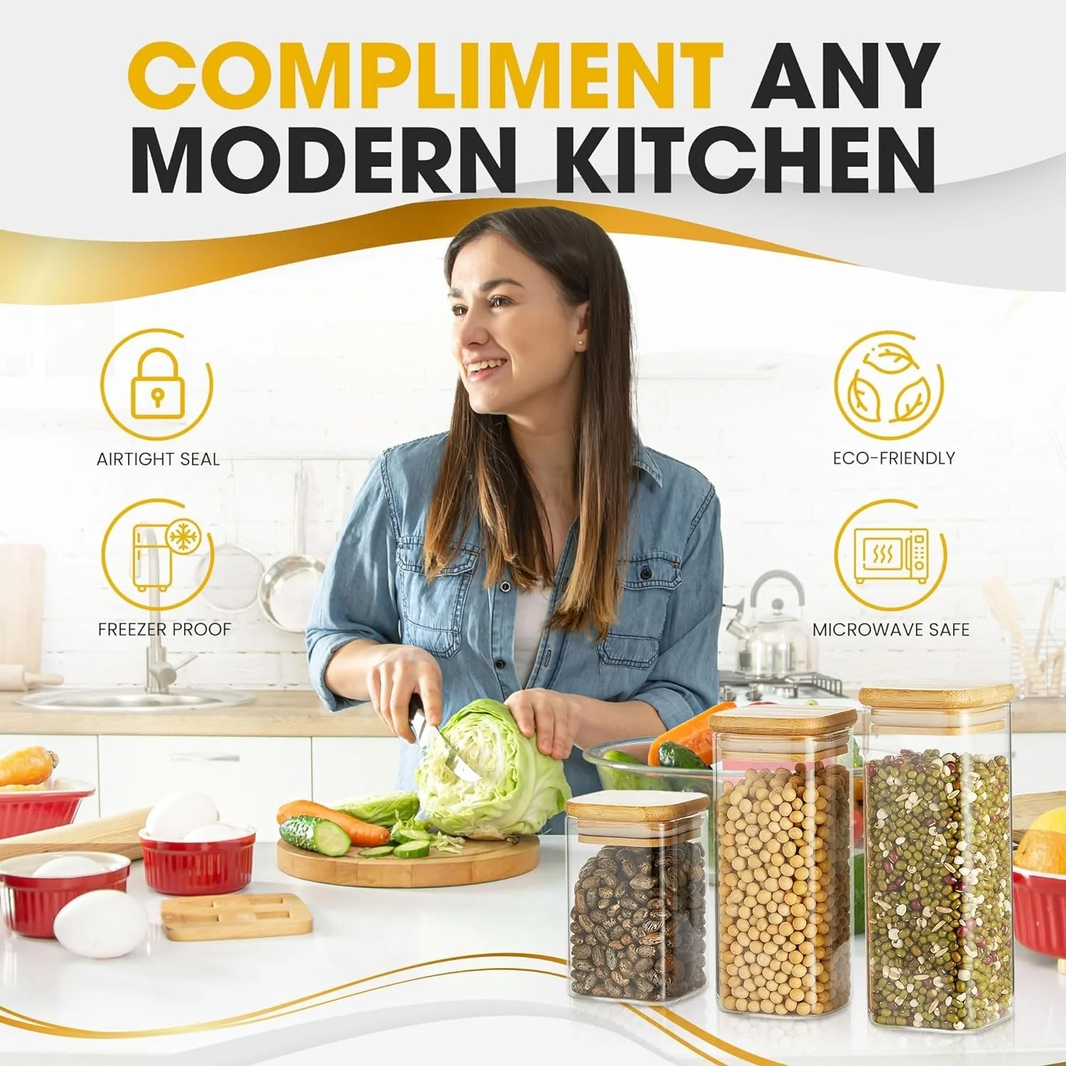 Berkware Mini Glass Jar Set with Bamboo Lids