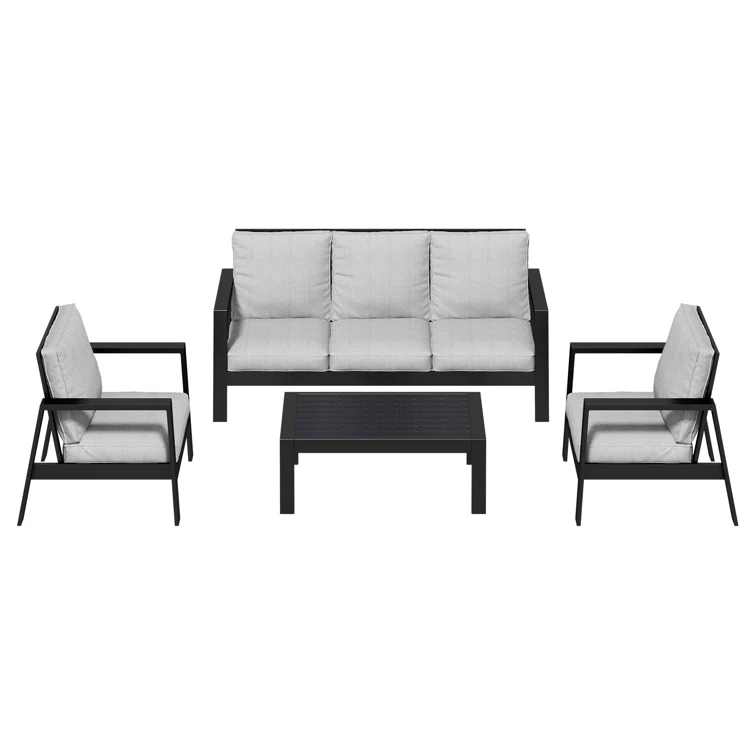 Aluminum 4-Piece Outdoor Sofa Seating Group With Cushions