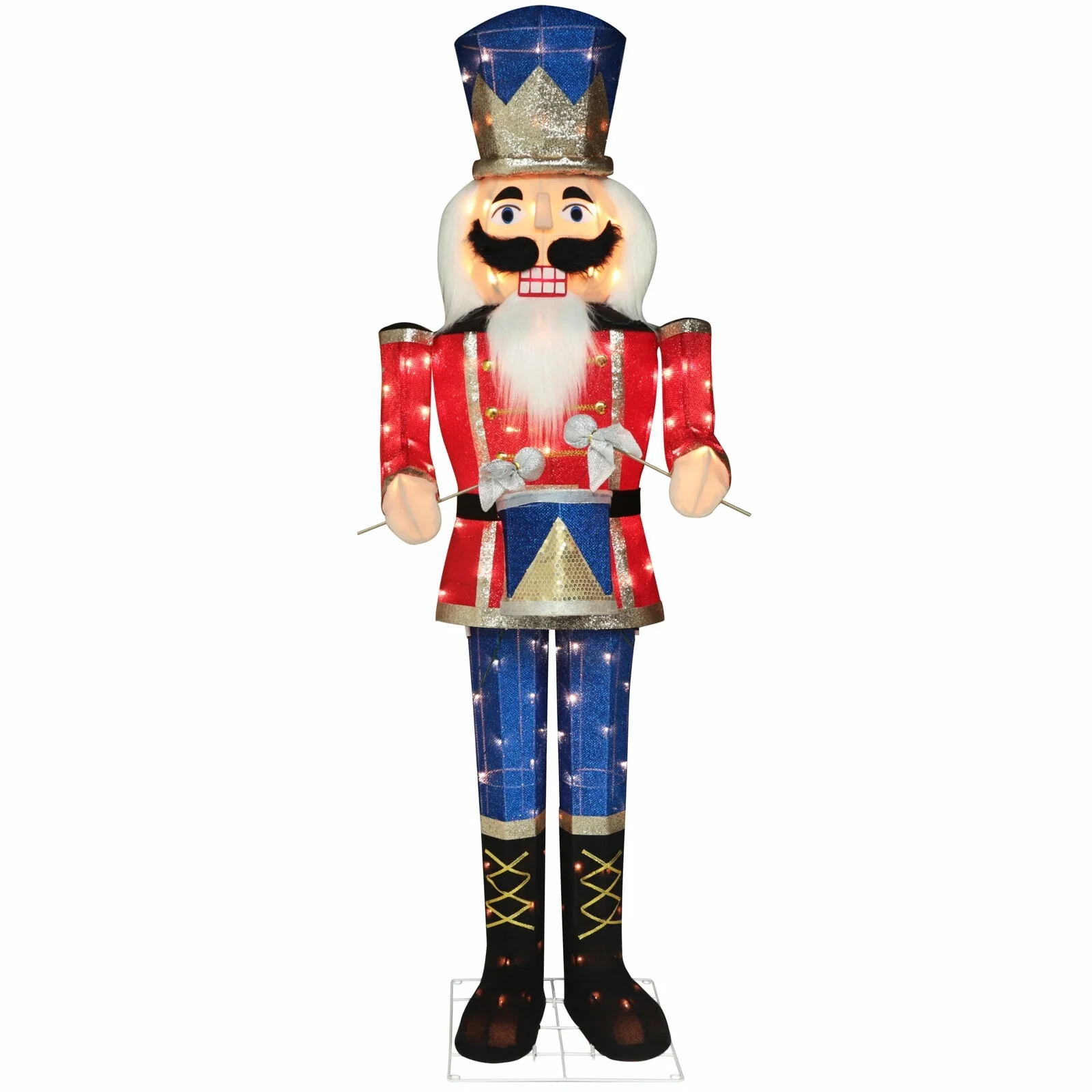 VEIKOUS 5 ft. 3D Warm White Light Nutcracker Play Drum Christmas Holiday Yard Decoration - Red