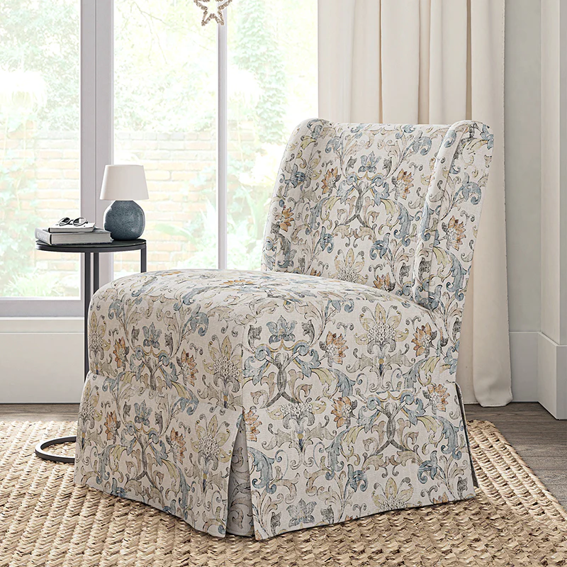 Ellmar Slipper Chair with Washable Slipcover and Solid Wood Legs