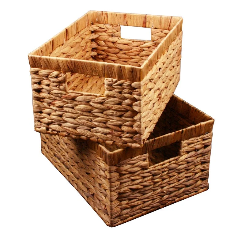 Water Hyacinth Rattan Nesting Storage Baskets 2-Pack - 14.5