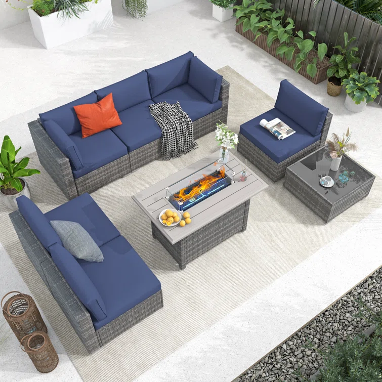 Caydin 6 - Person Outdoor Seating Group with Cushions