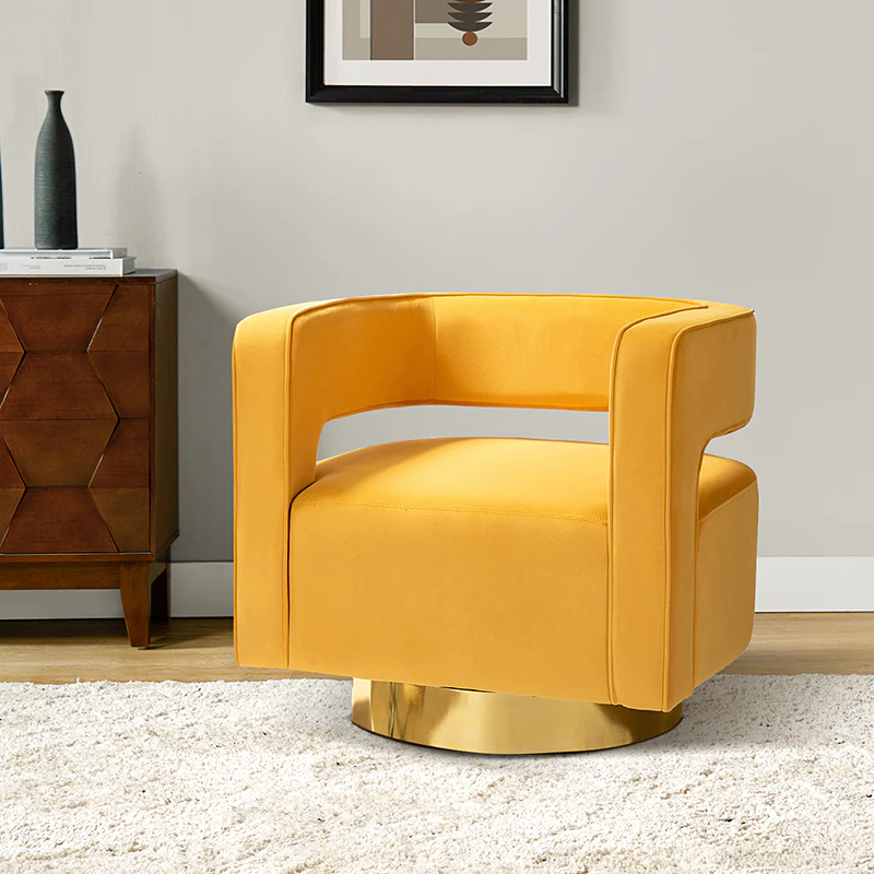 Agata Velvet Swivel Barrel Armchair